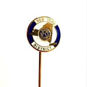 Vintage stick pin New York Kiwanis Club gold tone blue enamel